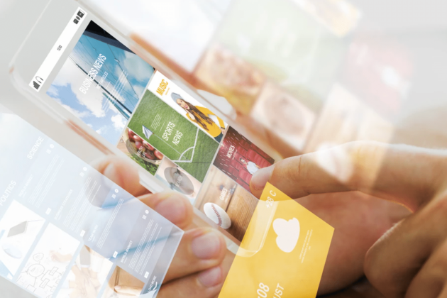 hands using mobile phone with multiple reflections in glass