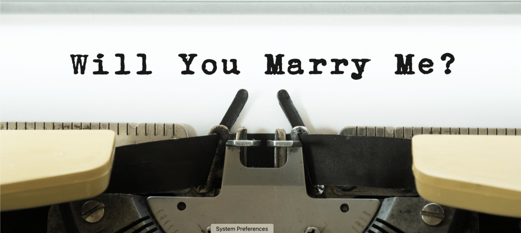 Typewriter with 'Will you marry me?' on paper