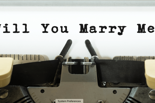 Typewriter with 'Will you marry me?' on paper